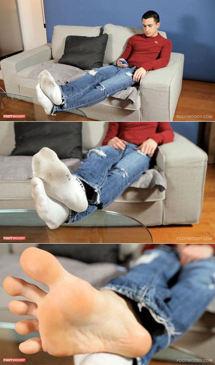 Male feet in dirty socks