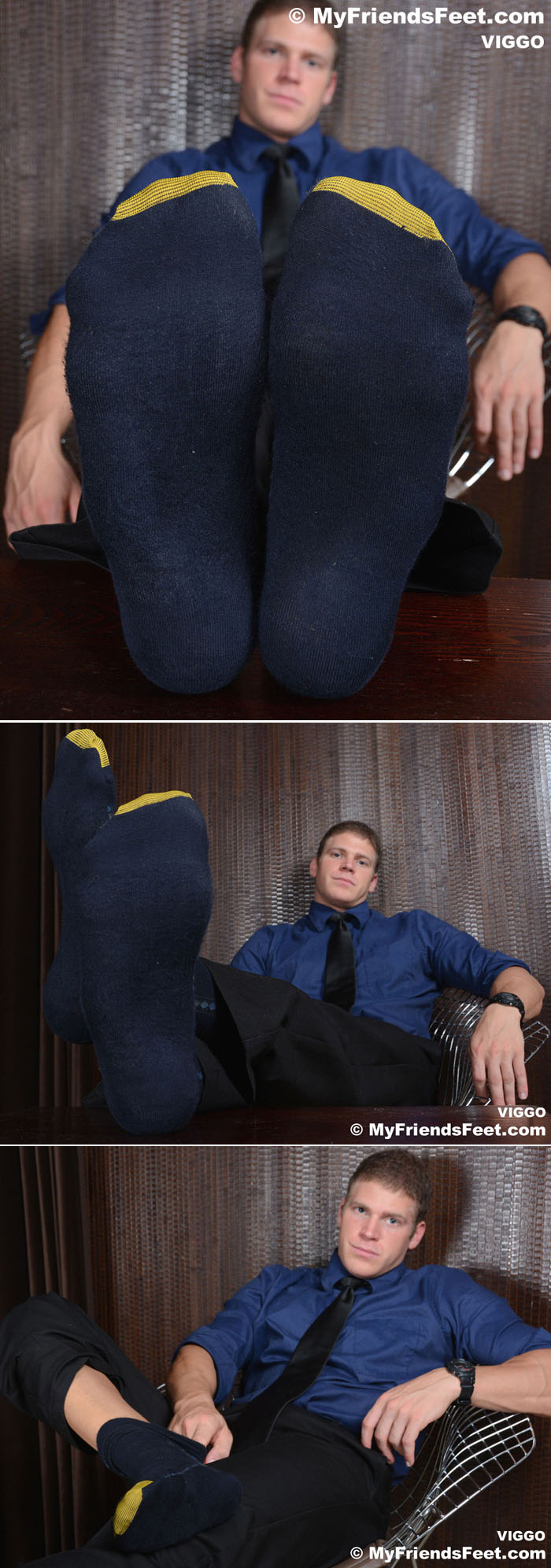 Hunk showing off his socked feet