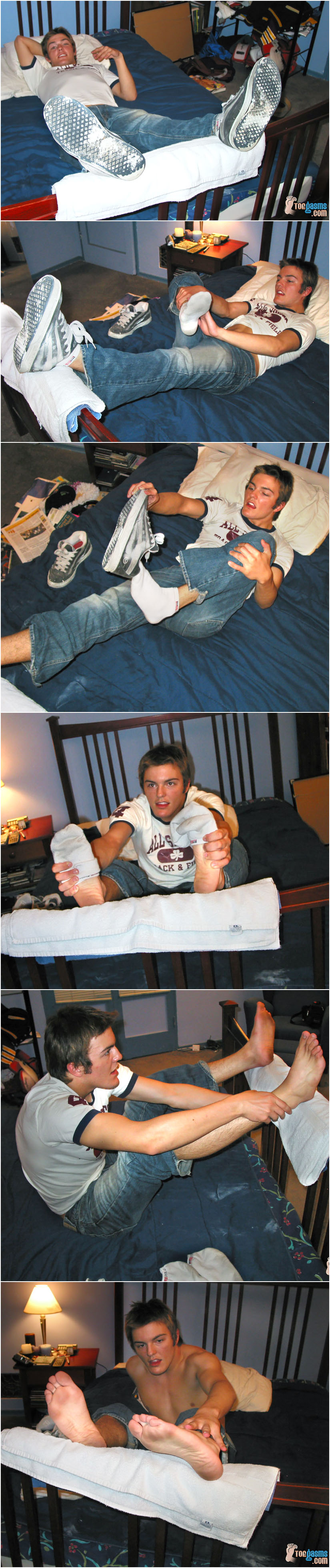 Cute amateur college guy shows off his feet