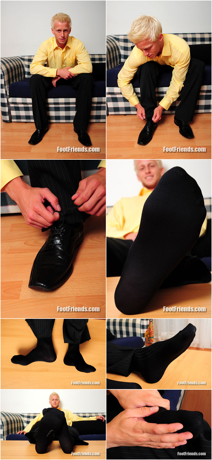 Amateur male feet in dark dress socks