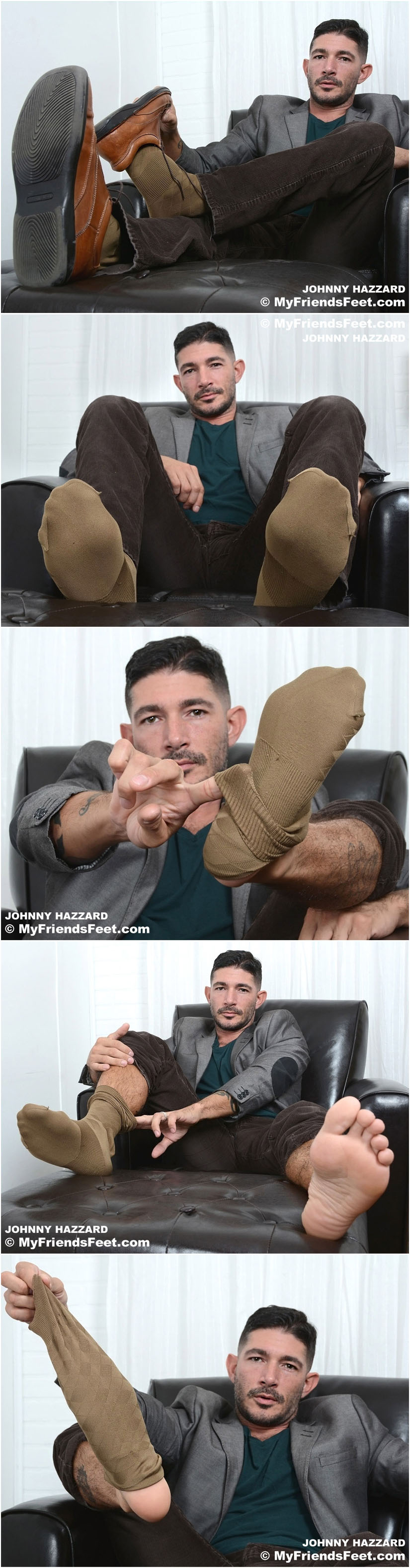 Gay porn star Johnny Hazzard takes off his socks bare feet