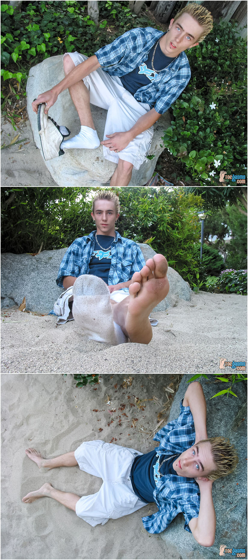 scruffy skateboarding twink takes off his socks