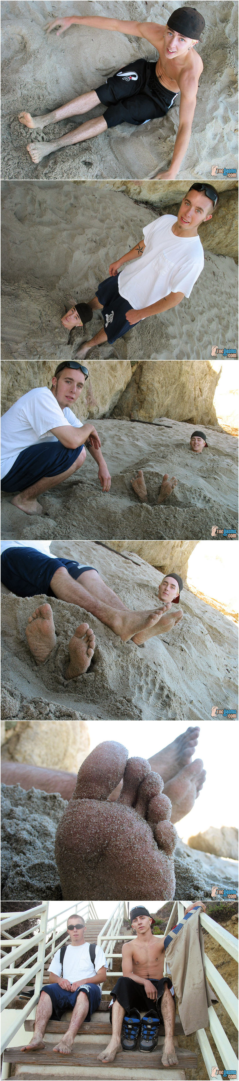 rough twinks get their bare feet sandy at the beach