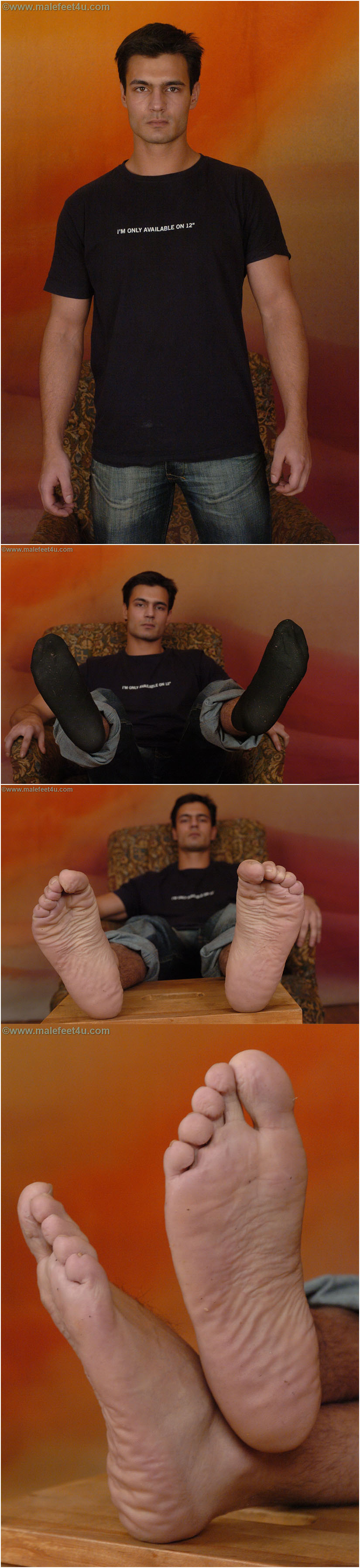 Bare euro male feet with wrinkled soles