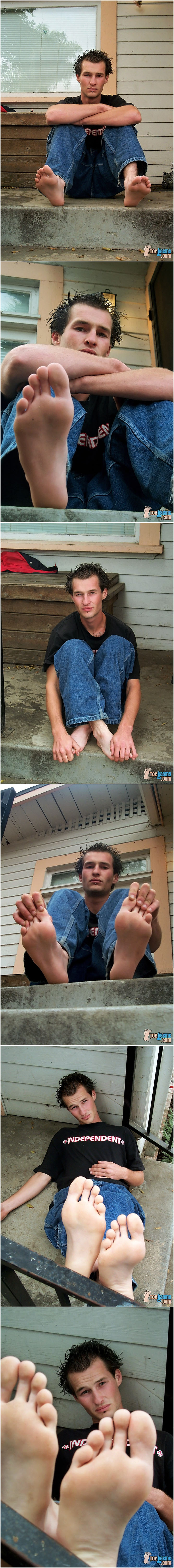 Cute amateur guy shows off his bare feet