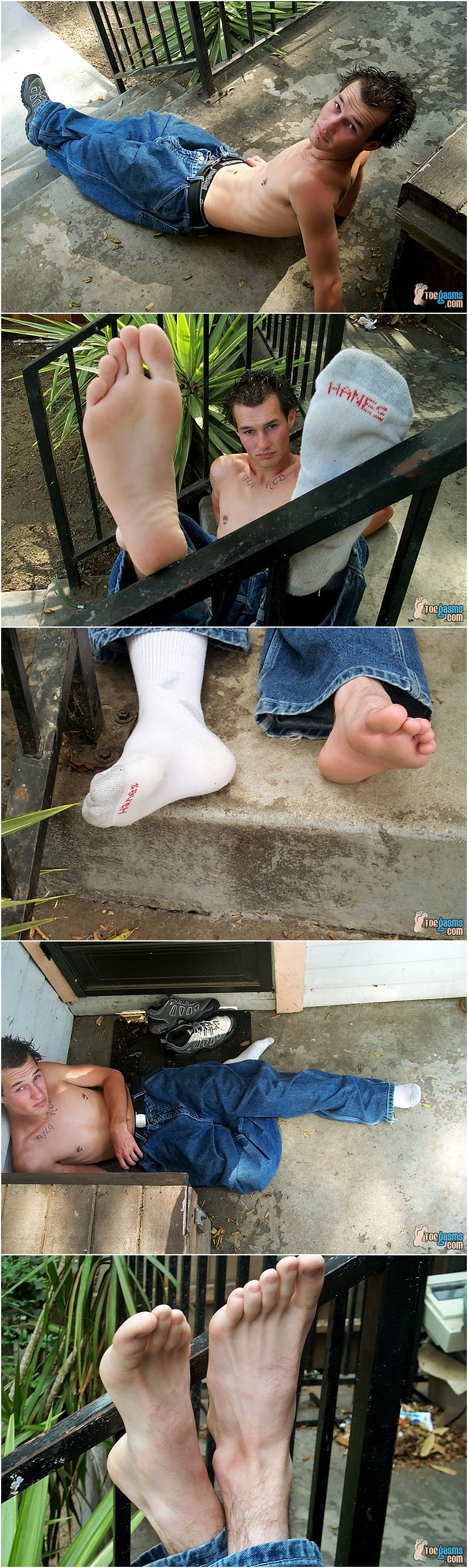 Sexy twink in white socks and barefoot