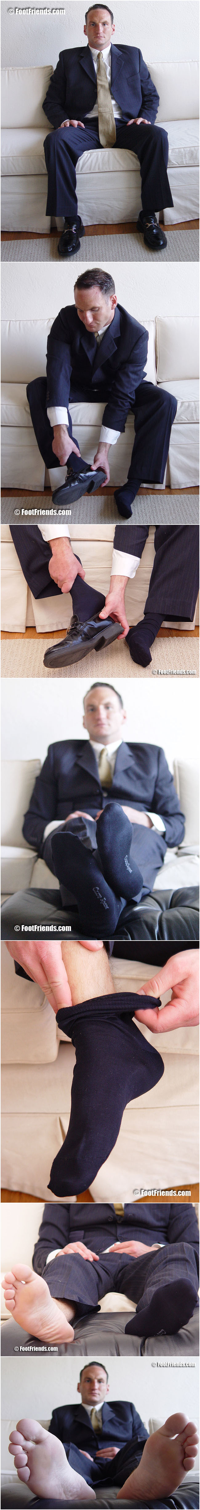 Daddy in suit and tie, black dress shoes and black socks