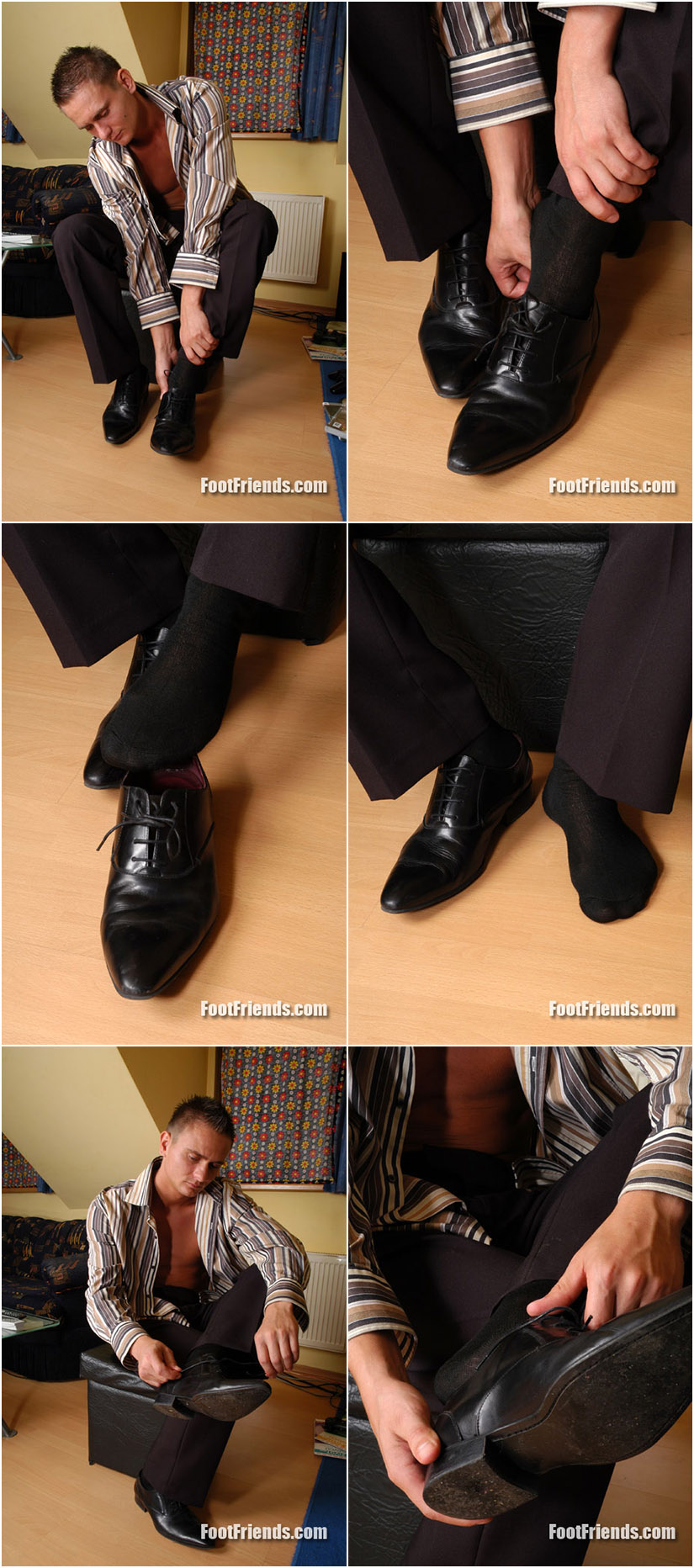 Average guy in shiny black dress shoes