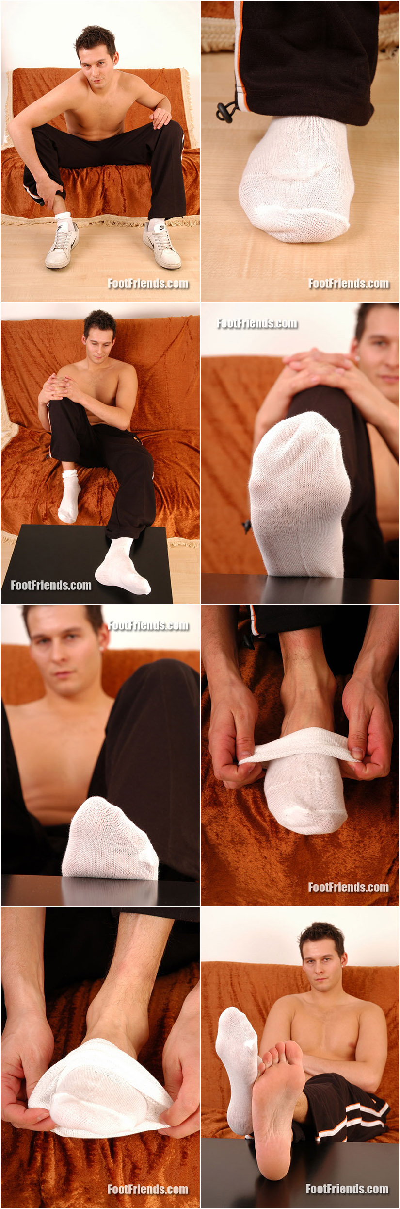 Amateur guy's feet in white socks